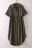 Striped Linen Midi Button Down Shirt Dress (S, L)