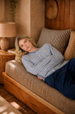 Stripe Raw Edge Cardigan, Dark Brown