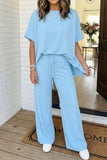 LAS-LIVE Drawstring High Waist Pants Loungewear Set (S-XL)
