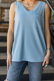 Everyday Ribbed Tank Top, Sky Blue (S-3X)