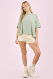 Oversized Crop Comfy Knit Top, Sage (M)
