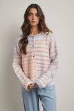Rainbow Button Up Sweater Cardigan