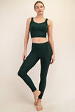 Nylon Rib Leggings With Pockets- Regency Green (S, 1X, 2X)