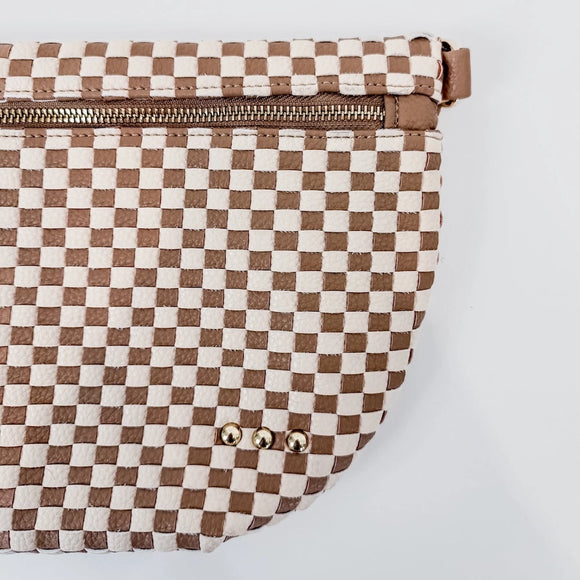 Woven Bum Bag- Checkered Brown