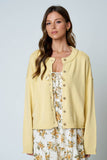 Raw Edge Exposed Seam Cardigan, Butter Yellow
