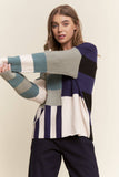 Colorblock Long Sleeve Sweater Top (1x,2x,3x)