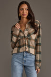 Tan, Dk. Green & Rust Plaid Button Up