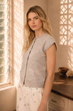 Raw Edge Sleeveless Lightweight Cardigan, Butter Yellow (S-L)