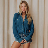 Bright Blue Super Soft Button Up