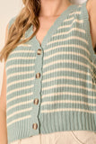 Striped Sweater Vest, Sea foam(S-3x)