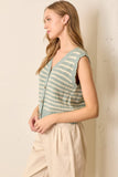 Striped Sweater Vest, Sea foam(S-3x)