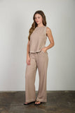 Back Button Detail Ribbed Tank, Mocha (S-L)