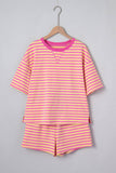 Stripe Contrast Trim Short Set (S-XL)