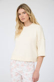 Exposed Seam Drop Shoulder Short Sleeve Pullover, Chocolate Brown