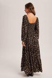 Black Floral Ruched Dress (S,L)