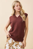 Classic V-Neck Sweater Vest- Brown (2X)