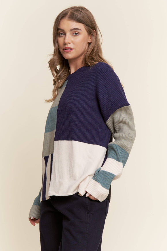 Colorblock Long Sleeve Sweater Top (1x,2x,3x)