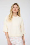 Exposed Seam Drop Shoulder Short Sleeve Pullover, Chocolate Brown