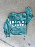 Graphic 'Support Farmers' Washed Green Long Sleeve