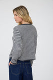 Stripe Raw Edge Cardigan, Dark Brown