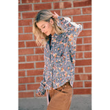 Blue Floral Denim Jacket