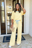 LAS-LIVE Patchwork Trim Drawstring Loungewear Set (S-XL)