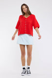 Soft Touch Button Uo Short Sleeve Cardigan, Oatmeal (S-L)