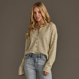 Lt. Green & Ivory Striped Cardigan