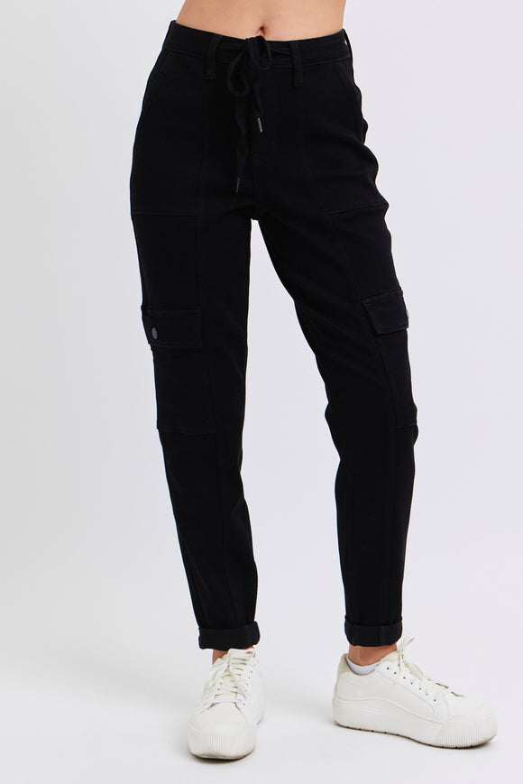 Judy Blue- Cargo Cuffed Jogger, Black