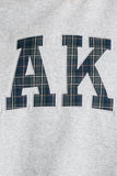 Check Embroidered "LAKE" Mock Neck Sweatshirt