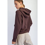 Comfy Luxe Quarter Zip Hoodie, Espresso (Large)
