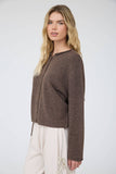 Lightweight Button Down Knit Cardigan, Dark Brown