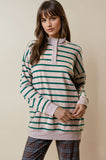 Striped Button Top (S-L)