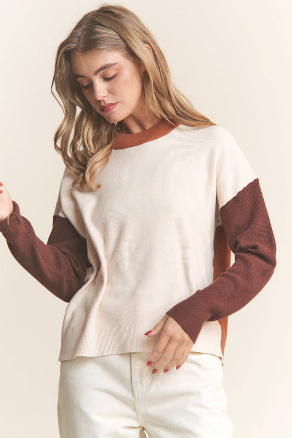 High Round Neck Soft Knit Sweater Top (M)