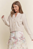 Soft Knit Eyelet Design Button Cardigan (S-3x)