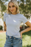 Lettuce Edge Pointelle Tee- Chambray Blue (S)