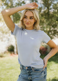 Lettuce Edge Pointelle Tee- Chambray Blue (S)