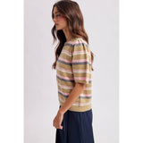Striped Puff Sleeve Sweater Top