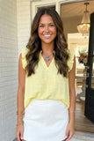 LAS-LIVE Ruffle Sleeveless V Neck Blouse (S-XL)