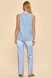 Round Neck Knit Tank Top, Denim Blue