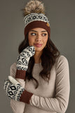 Ivory, Black & Dk. Gray Patterned Mittens