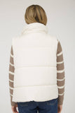 Solid Zip Puffer Vest- Ivory (S-3X)
