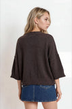 Exposed Seam Drop Shoulder Short Sleeve Pullover, Chocolate Brown