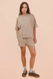 Mineral Washed Knit Casual Top & Shorts (1x-3x)