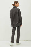 Lightweight Button Shacket- Charcoal (s/m)
