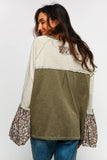 Colorblock Floral Sleeve Top (S-3X)