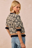 Textured Rose Knit Banded Puff Sleeve