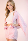 Striped Oversized Comfy Shirt Top & Shorts Set (S-L)