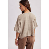 Short Sleeve Button Knit Top