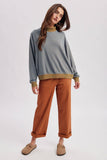 Striped Mock Neck, Camel/Blue